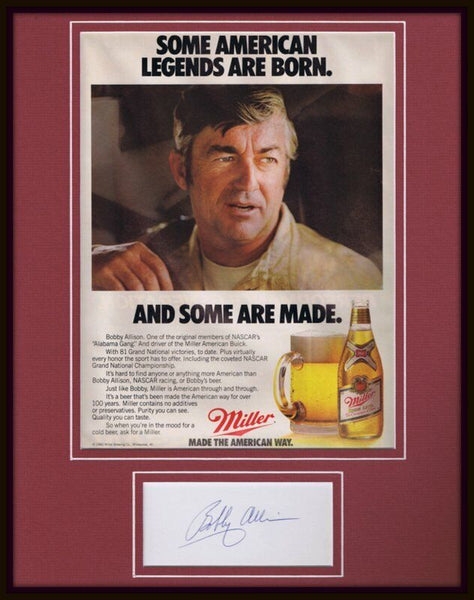 Bobby Allison Signed Framed 11x14 ORIGINAL 1986 Miller Advertisement Display