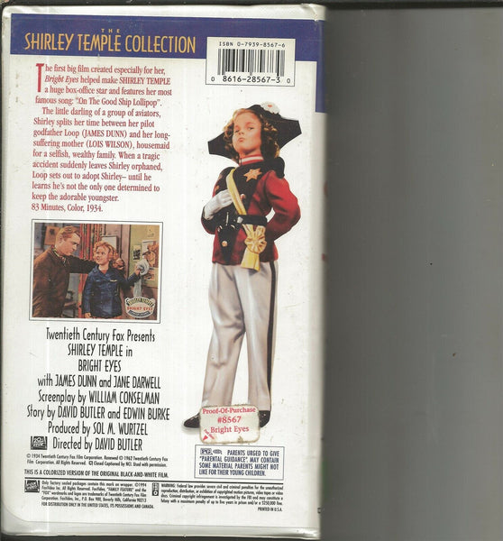 Shirley Temple Bright Eyes VINTAGE VHS Cassette 