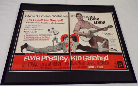 1962 Kid Galahad 16x20 Framed ORIGINAL Industry Advertisement Elvis / Bronson