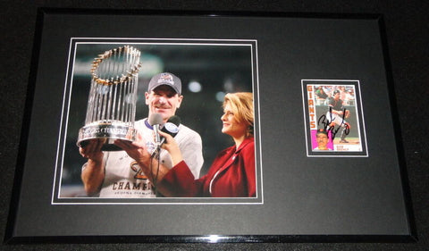 Bob Brenly Signed Framed 11x17 Photo Display Diamondbacks w/ World Series Trophy