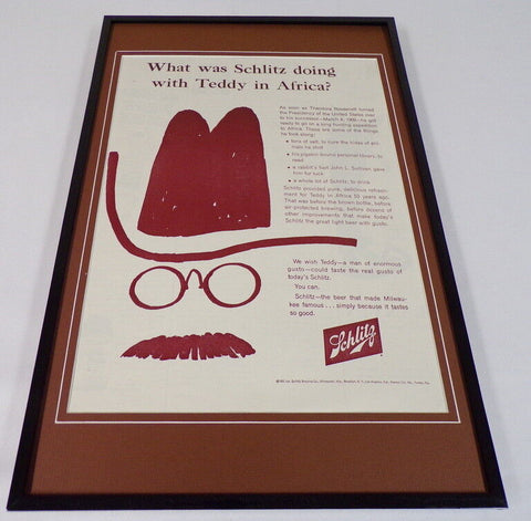 1963 Schlitz Beer Framed 11x17 ORIGINAL Vintage Advertising Poster