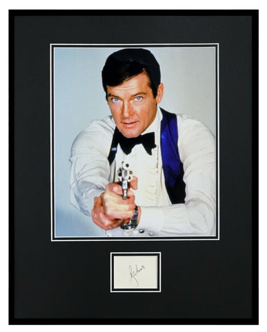 Roger Moore Signed Framed 16x20 Photo Poster Display JSA James Bond