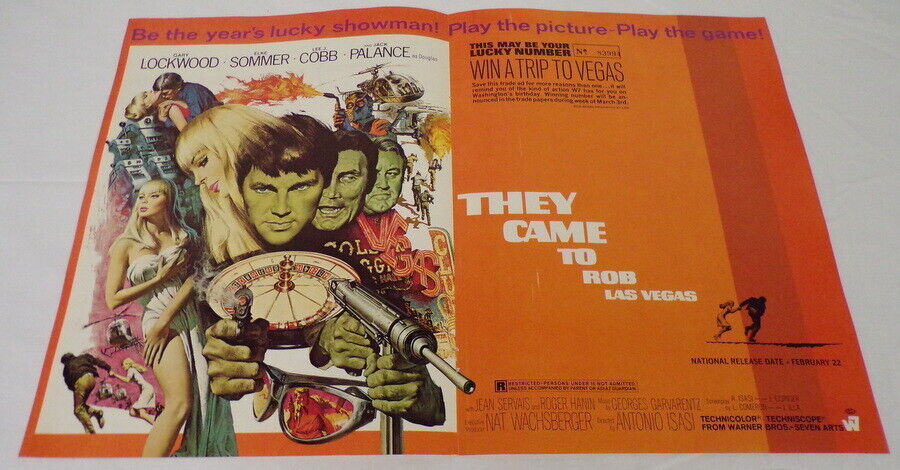 VINTAGE 1969 They Came to Rob Vegas 12x18" Industry Poster Ad Elke Sommer 