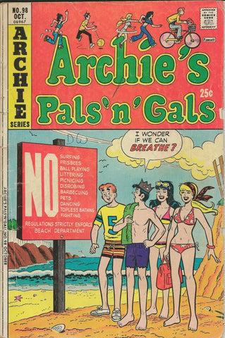 Archie Pals n Gals #98 ORIGINAL Vintage 1975 Archie Comics GGA Veronica Betty