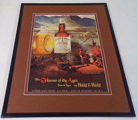 1951 Haig & Haig Whisky Framed 11x14 ORIGINAL Vintage Advertisement 