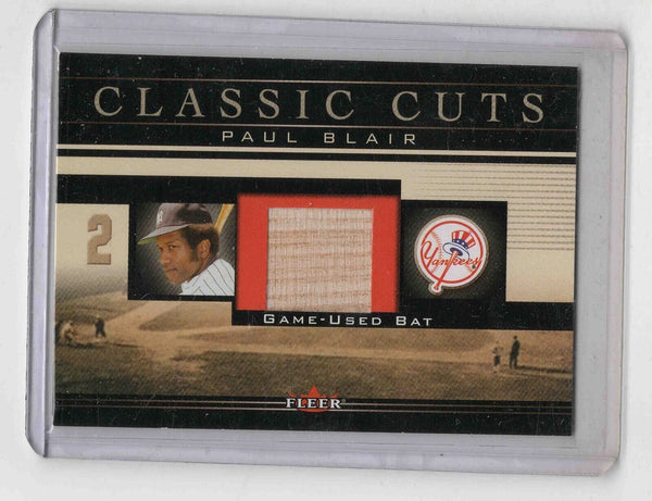 Paul Blair 2002 Fleer Classic Cuts Game Used Bat Card #PB-B Yankees