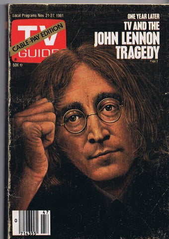 ORIGINAL Vintage November 27 1981 TV Guide Cable Edition John Lennon Beatles