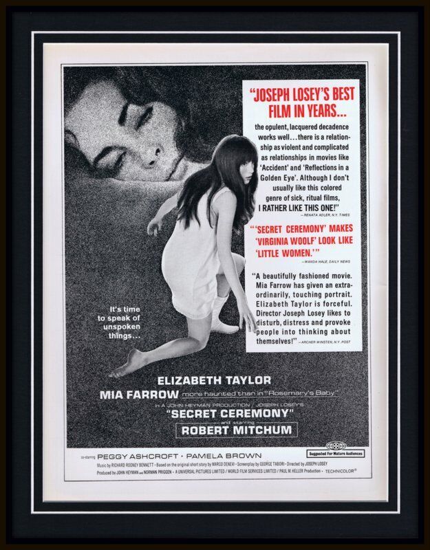 ORIGINAL 1968 Secret Ceremony Elizabeth Taylor 11x14 Framed Advertisement  