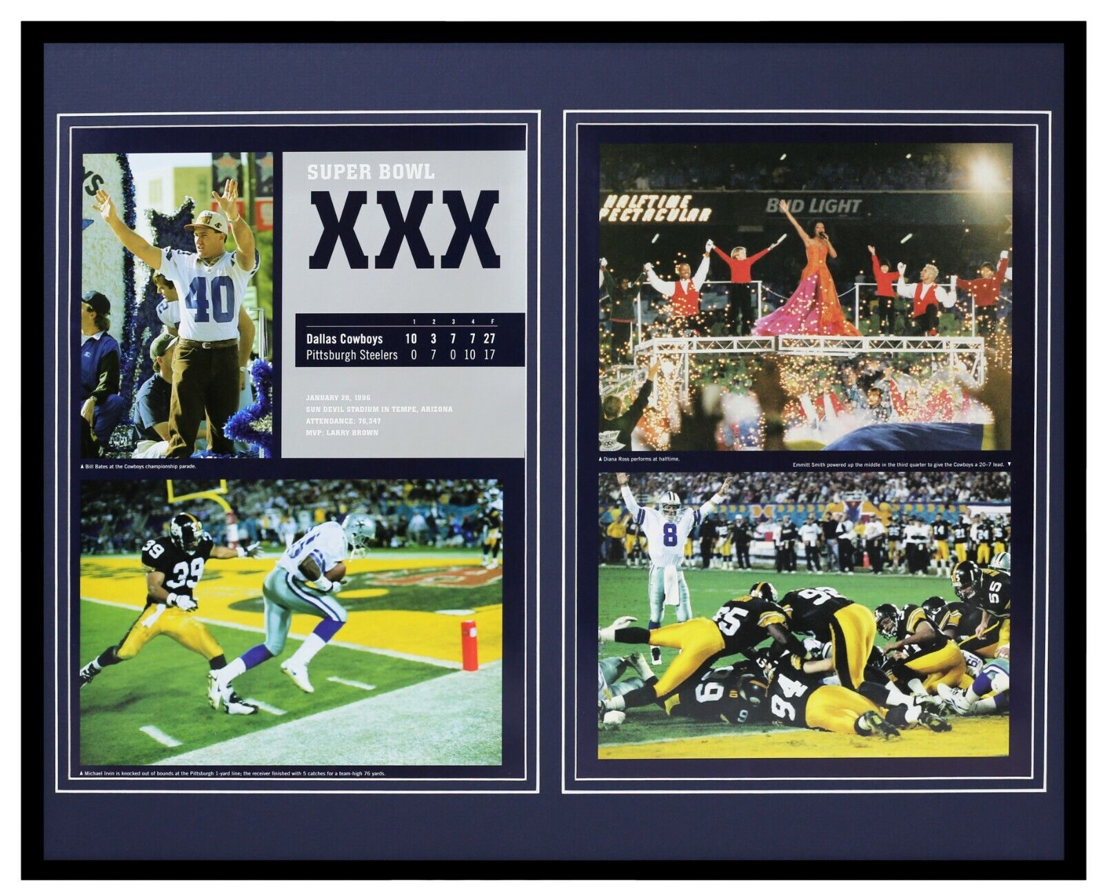 Dallas Cowboys Super Bowl XXX Framed 16x20 Photo Display