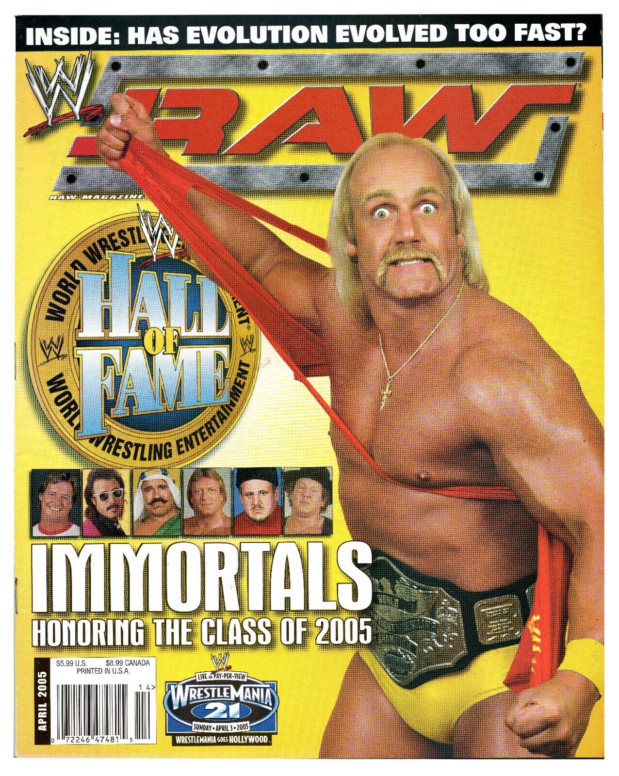 VINTAGE 2005 WWE Raw Magazine Hulk Hogan HOF Induction