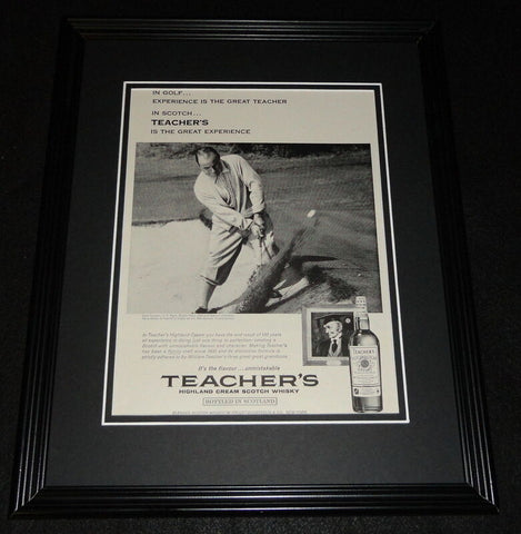 Gene Sarazen 1962 Teacher's Whisky Framed 11x14 ORIGINAL Vintage Advertisement