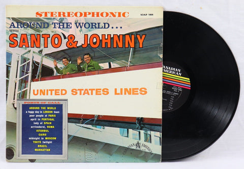 VINTAGE Around the World With Santo & Johnny LP Vinyl Record Album SCALP1008