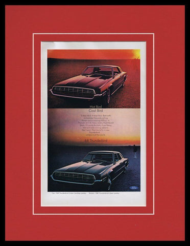 1968 Ford Thunderbird Hot Cool Bird Framed 11x14 ORIGINAL Vintage Advertisement