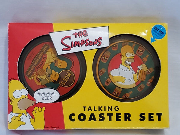 2002 Simpsons Talking Coaster Set Homer Simpson Moe Szyslak