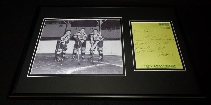 Milt Schmidt Signed Framed 11x17 Photo Display Boston Bruins Kraut Line