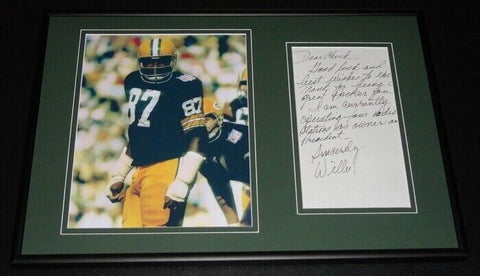 Willie Davis Signed Framed 12x18 Handwritten Letter & Photo Display Packers