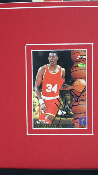 Hakeem Olajuwon Signed Framed 16x20 Photo Display SCOREBOARD /225 Rockets