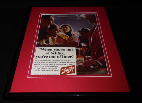 1966 Schlitz Beer When You're Out Framed 11x14 ORIGINAL Advertisement