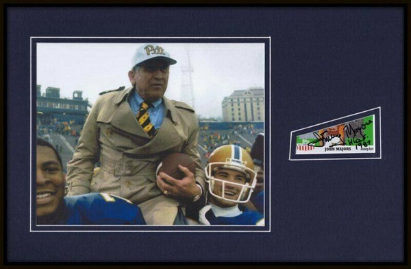 Johnny Majors Signed Framed 11x17 Photo Display Carried Off Field Pitt