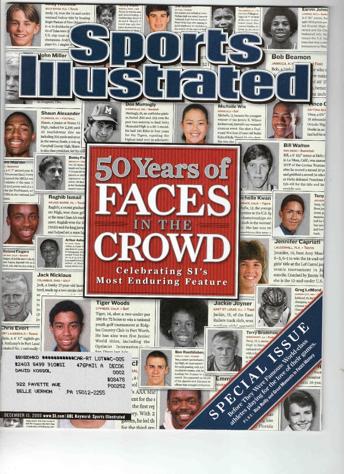 Dec 15 2006 Sporting News Magazine Faces in the Crowd Tiger Woods Big Ben