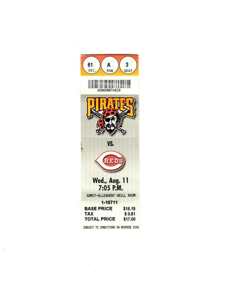 Aug 11 1999 Cincinnati Reds @ Pittsburgh Pirates Ticket Brian Giles Walkoff