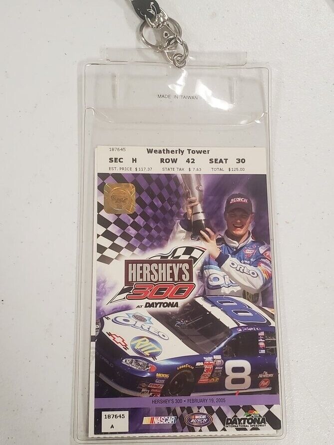 2005 Daytona International Speedway Hershey 300 Ticket + Dale Earnhardt Lanyard