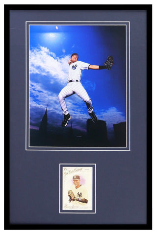 Derek Jeter Framed 11x17 Vintage Topps Card +  Photo Set Yankees