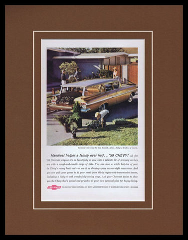 1959 Chevrolet Station Wagon Framed 11x14 ORIGINAL Vintage Advertisement 