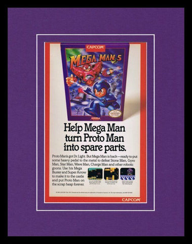 Mega Man 5 1992 NES 11x14 Framed ORIGINAL Vintage Advertisement