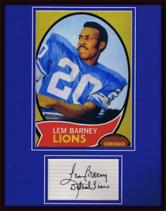 Lem Barney Signed Framed 11x14 Photo Display JSA Lions