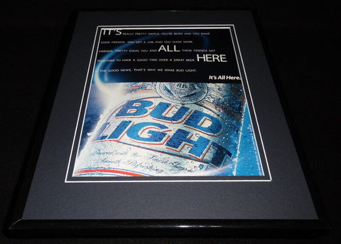 2004 Bud Light Beer It's All Here Framed 11x14 ORIGINAL Vintage Advertisement