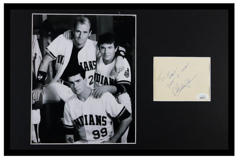 Charlie Sheen VINTAGE Signed Framed 11x17 Photo Display JSA Major League