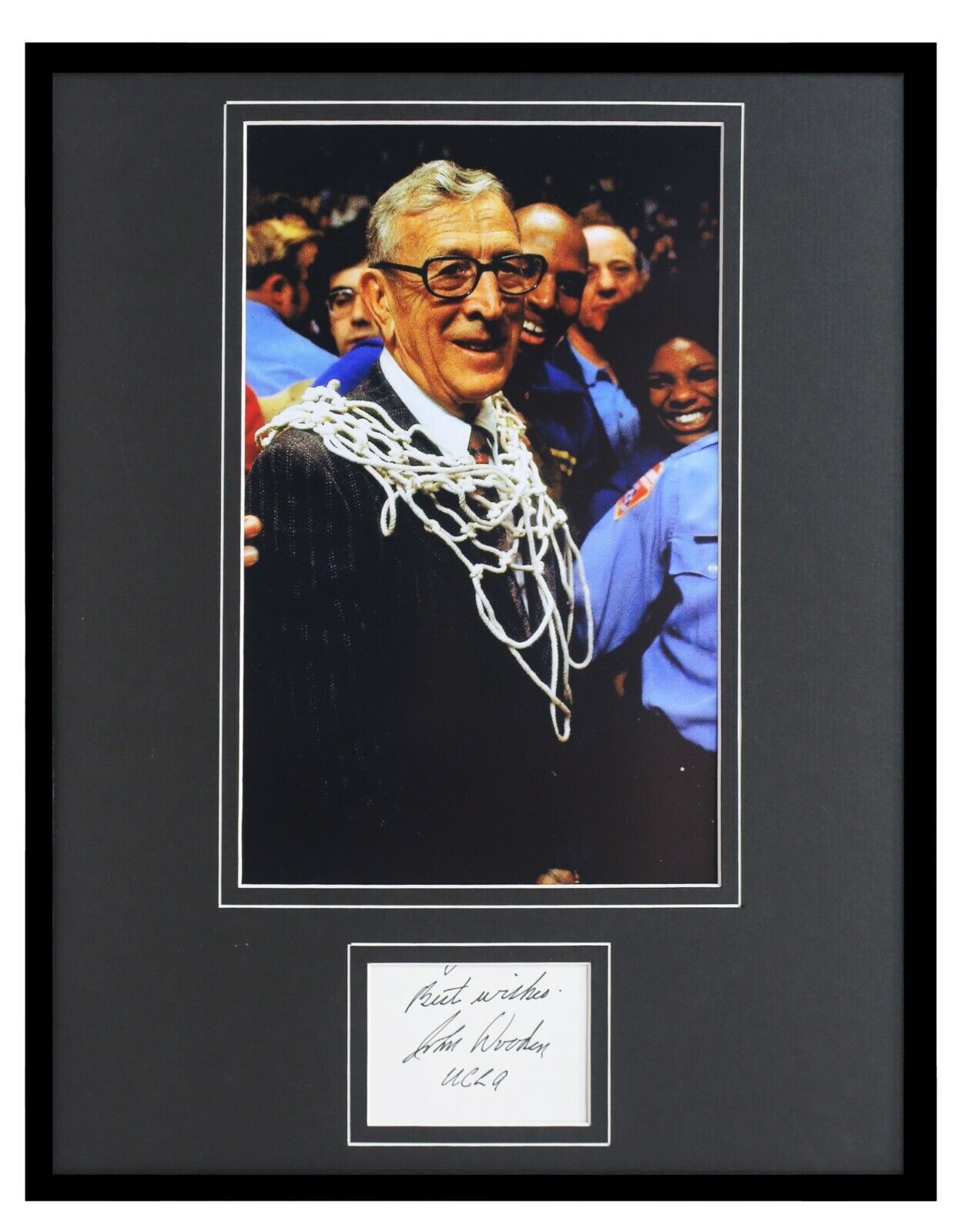 Coach John Wooden Signed Framed 11x14 Photo Display UCLA