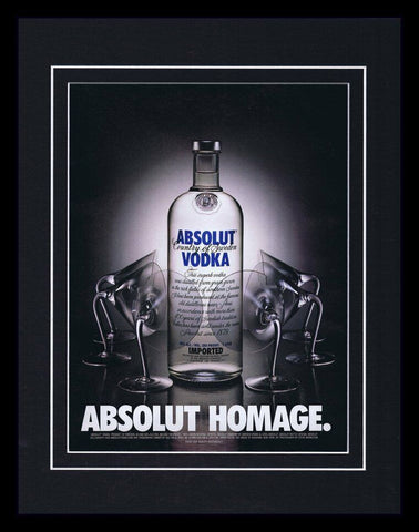 1999 Absolut Vodka Homage Framed 11x14 ORIGINAL Vintage Advertisement 