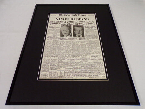 New York Times Aug 9 1974 Framed 16x20 Front Page Poster Richard Nixon Resigns