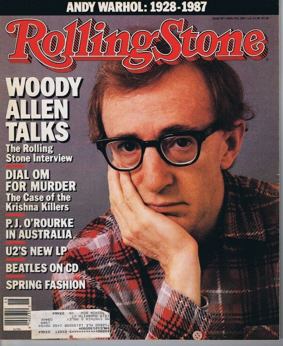 VINTAGE Apr 9 1987 Rolling Stone Magazine #497 Woody Allen Andy Warhol