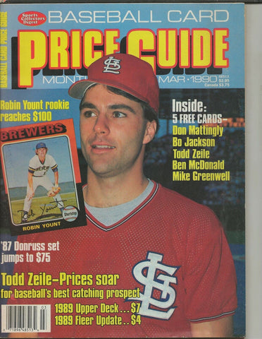 ORIGINAL Vintage Mar 1990 Baseball Card Price Guide Magazine w/ Cards Todd Zeile