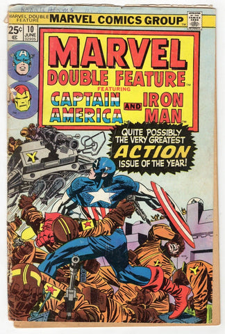 Marvel Double Feature #10 VINTAGE 1975 Marvel Comics Captain America Iron Man