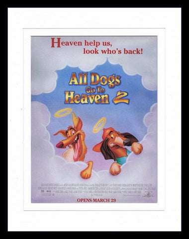 1996 All Dogs Go To Heaven 2 Framed 11x14 ORIGINAL Vintage Advertisement 