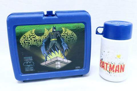 ORIGINAL Vintage 1997 Aladdin Virtual Batman Plastic Lunch Box + Thermos