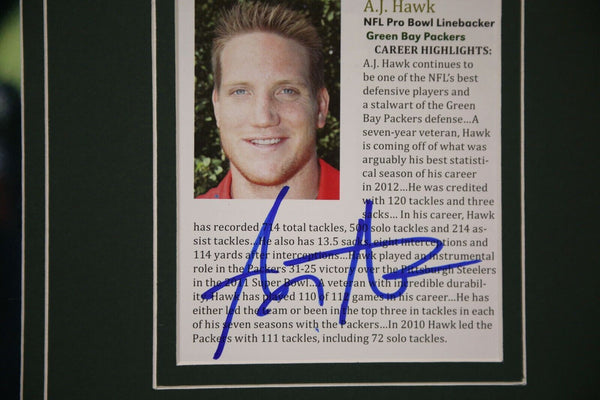 AJ Hawk Signed Framed 16x20 Photo Display Packers OSU