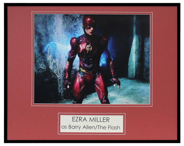 Ezra Miller Signed Framed 16x20 Photo Set JSA Flash Justice League