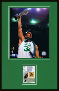 Paul Pierce Framed 11x17 Game Used Floor & Photo Display Celtics Champs