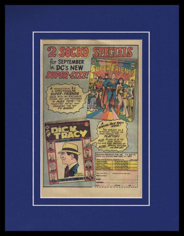 Super Friends Dick Tracy 1976 DC Framed 11x14 ORIGINAL Vintage Advertisement