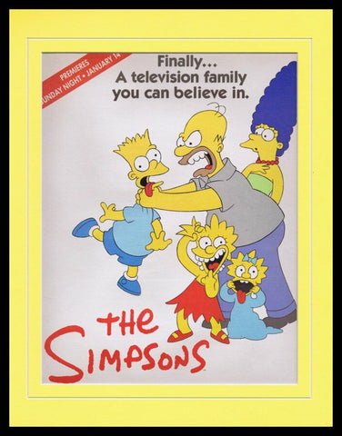 The Simpsons 1990 Season One Fox Framed 11x14 Vintage Advertisement