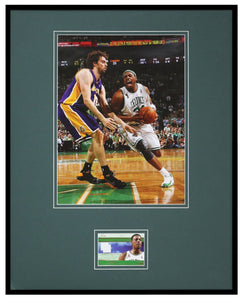 Paul Pierce 16x20 Framed Game Used Jersey & Photo Display Boston Celtics