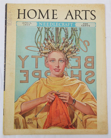 ORIGINAL Vintage Apr 1937 Home Arts Needlecraft Magazine Salon Beauty Shop Cover