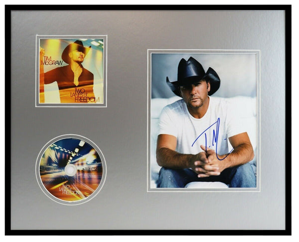 Tim McGraw Signed Framed 16x20 CD & Photo Display JSA Two Lanes of Freedom