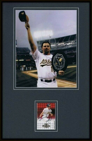 Jason Giambi Signed Framed 11x17 Photo Display LEAF Yankees