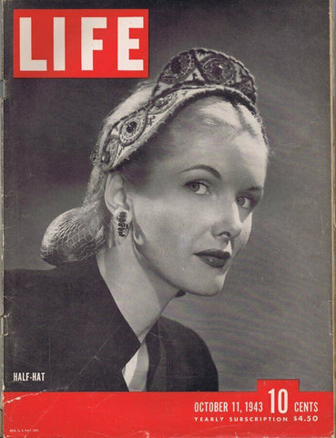 ORIGINAL Vintage Life Magazine October 1 1943 Half Hat